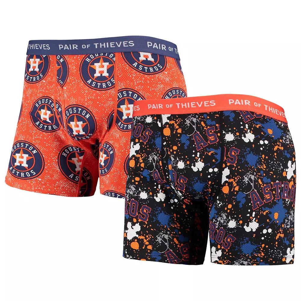 Men's Pair of Thieves Black/Orange Houston Astros Super Fit 2-Pack Boxer Briefs Set, Size: Large Product Image