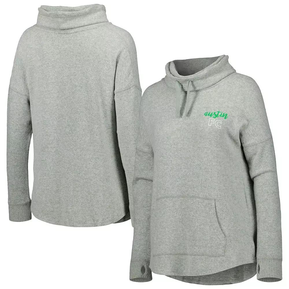 Women's Heathered Green Austin FC Cuddle Tri-Blend Pullover Sweatshirt,  Product Image