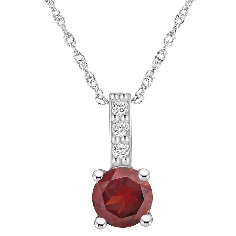 Alyson Layne 14k White Gold Round Garnet & Diamond Accent Pendant Necklace, Women's, Size: 18" Product Image