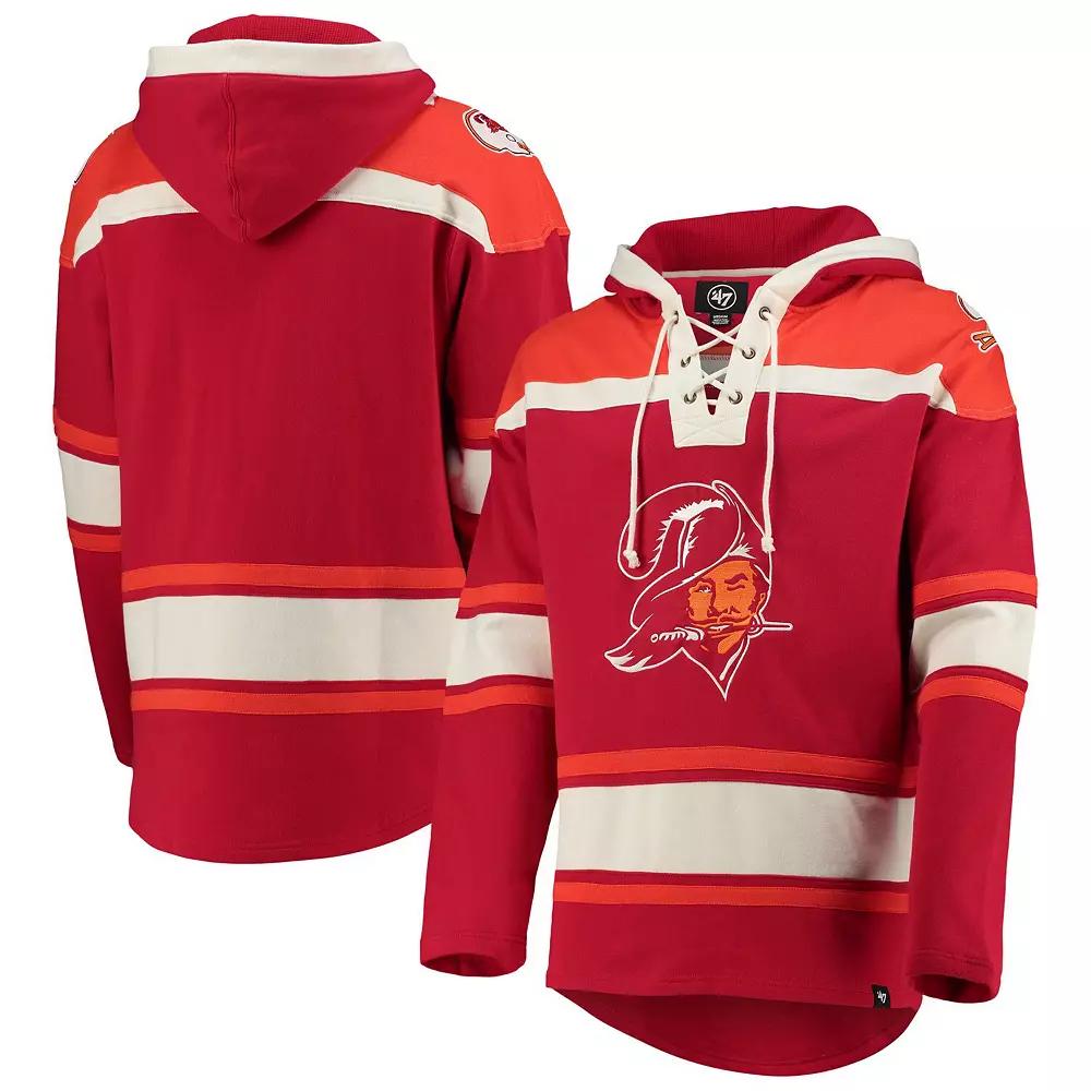 Men's '47 Red Tampa Bay Buccaneers Throwback Lacer Pullover Hoodie, Size: Small Product Image