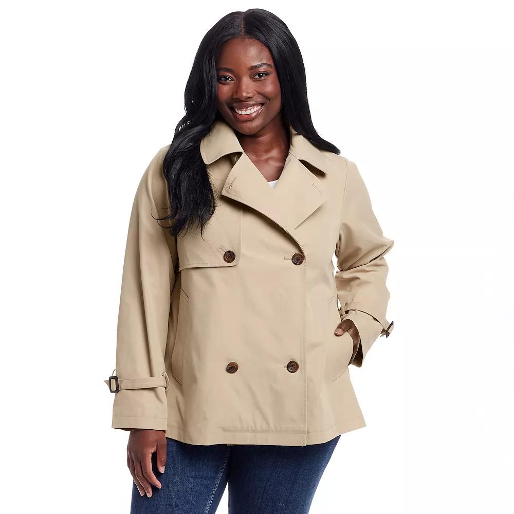 Plus Size Weathercast Double Breasted A-Line Trench Coat, Women's, Size: 1XL, Beige Product Image