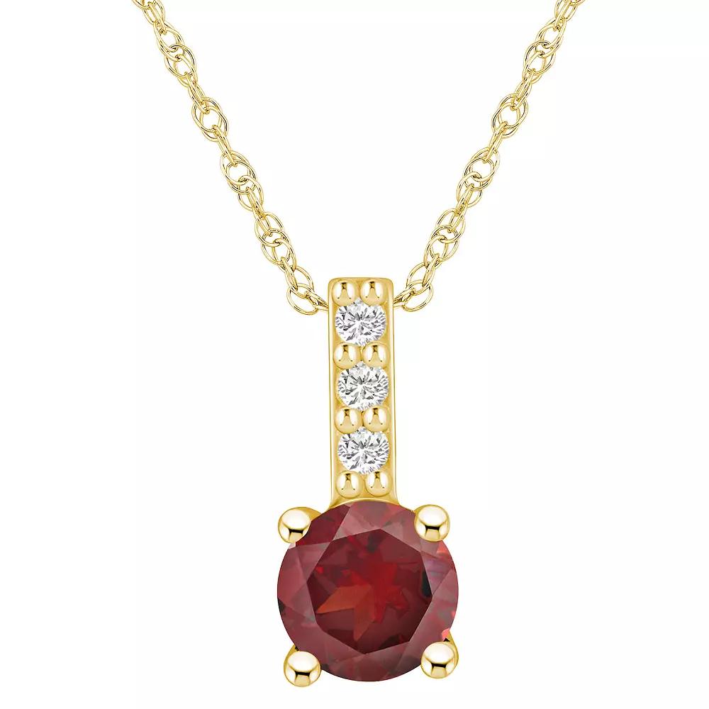 Alyson Layne 14k Gold Round Garnet & Diamond Accent Pendant Necklace, Women's, Size: 18" Product Image