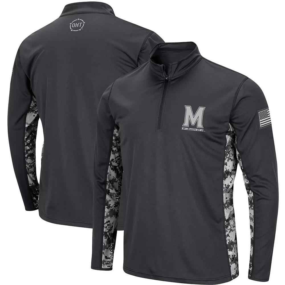 Men's Colosseum Charcoal Maryland Terrapins OHT Military Appreciation Digital Camo Lightweight Quarter-Zip Pullover, Size: Large Product Image
