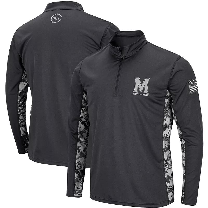 Men's Colosseum Charcoal Maryland Terrapins OHT Military Appreciation Digital Camo Lightweight Quarter-Zip Pullover, Size: Large Product Image