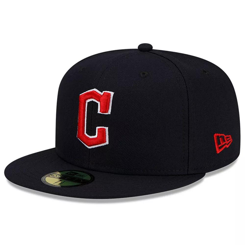 Men's New Era Navy Cleveland Guardians Road Authentic Collection On-Field 59FIFTY Fitted Hat, Size: 7, Grd Blue Product Image