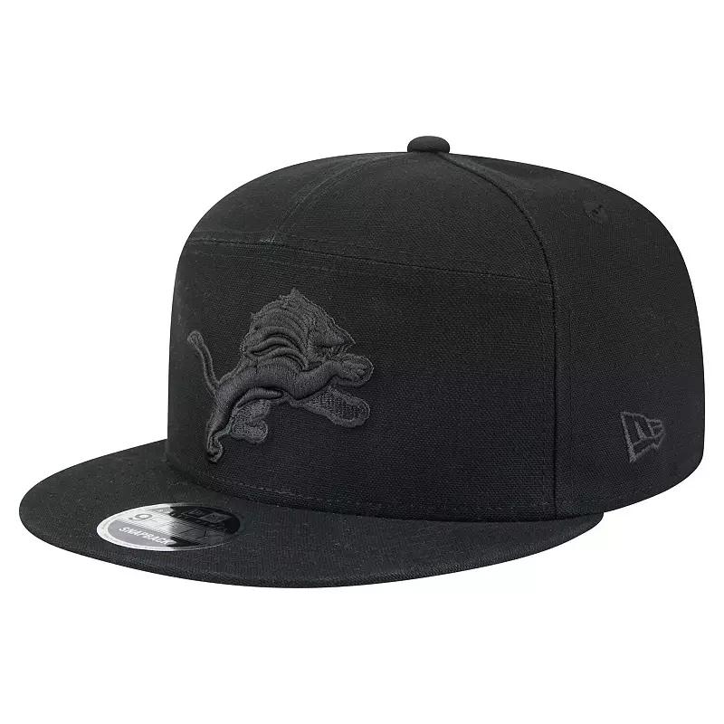 Men's New Era Black Detroit Lions Adventure Canvas Split Panel 9FIFTY Snapback Hat Product Image