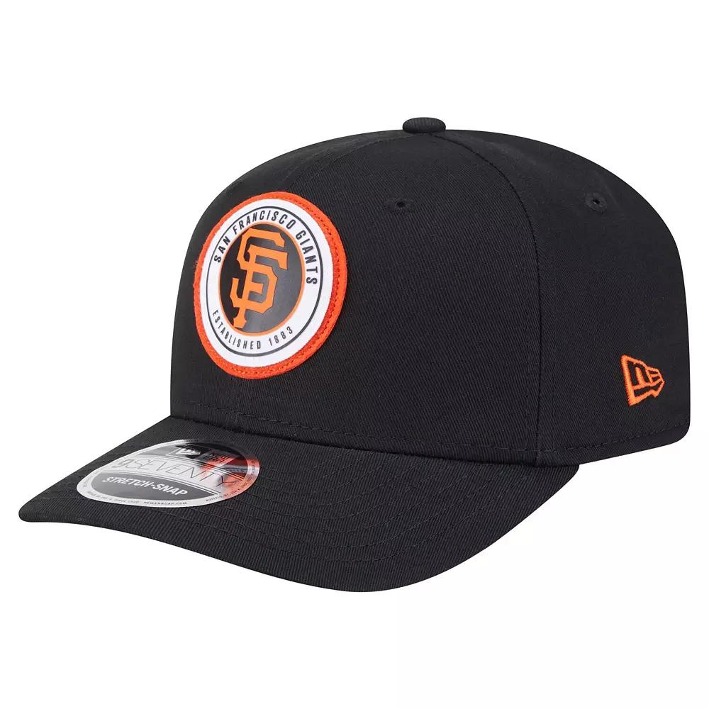 Men's New Era Black San Francisco Giants Circle Patch 9SEVENTY Stretch-Snap Hat Product Image