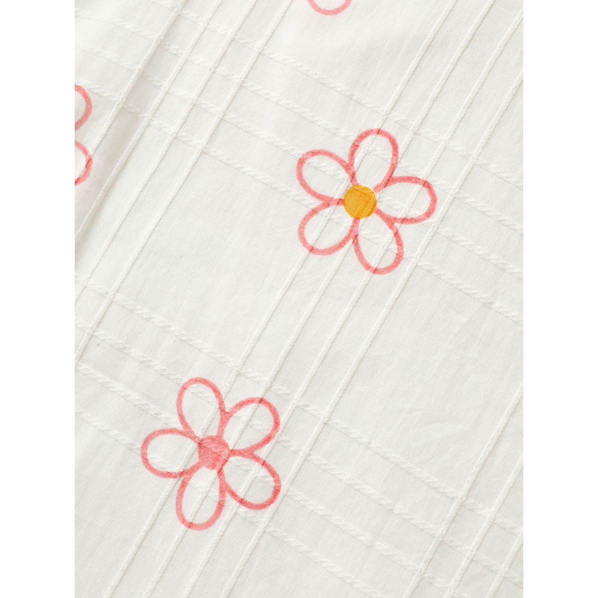 Plus Size WhiteSmoke Cotton Colorful Embroidery Crisscross Solid Blouse Women Short sleeve Round Neck Everyday-Casual Blouses BloomChic 28/5X Product Image