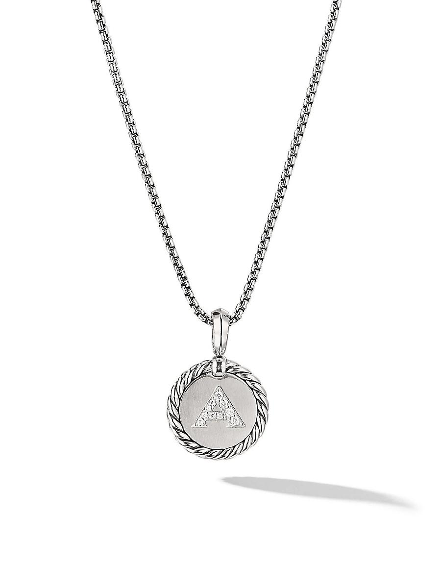 Womens Initial Charm Necklace in Sterling Silver Product Image