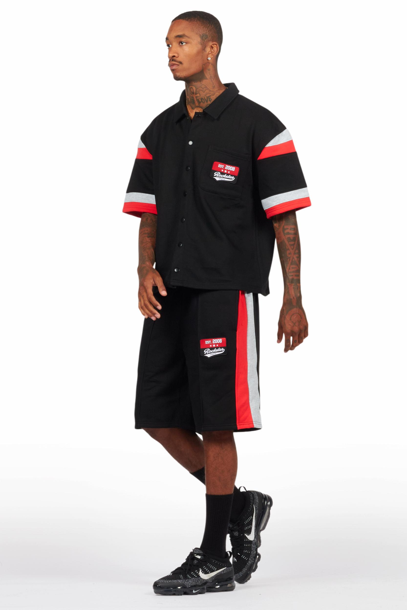 Zavid Black Button Up T-Shirt/Short Set Male Product Image