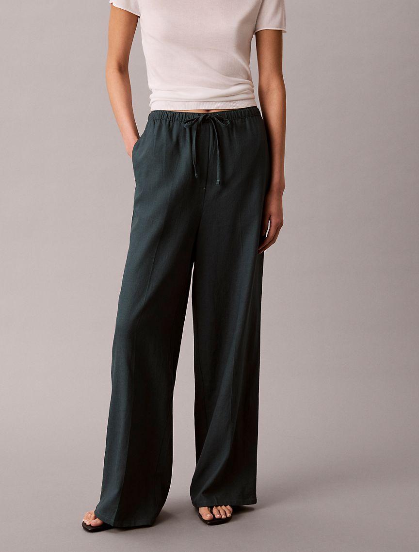 Linen Blend Wide Leg Pants Product Image