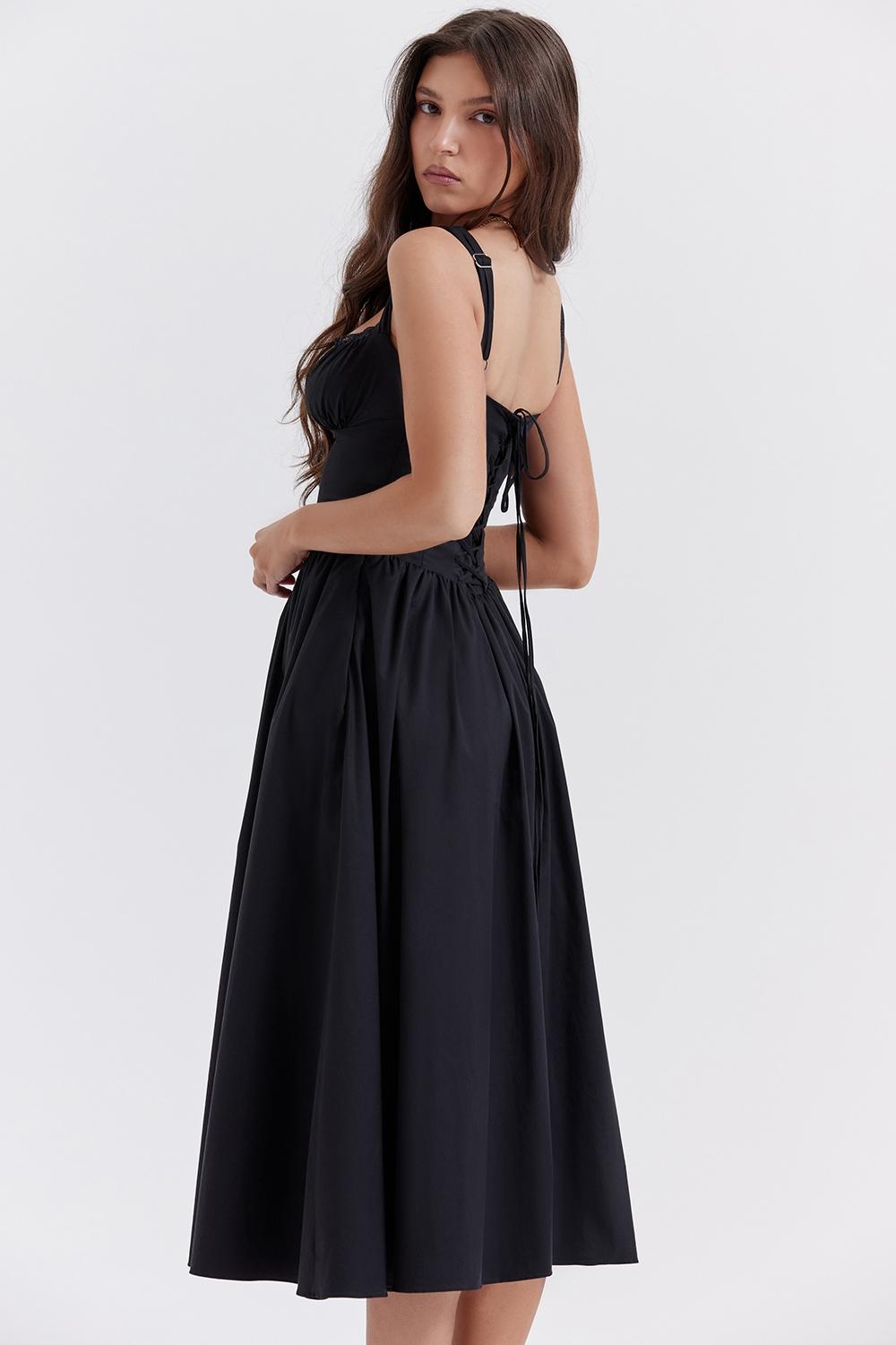 Tatiana  black midi sundress - sale Product Image