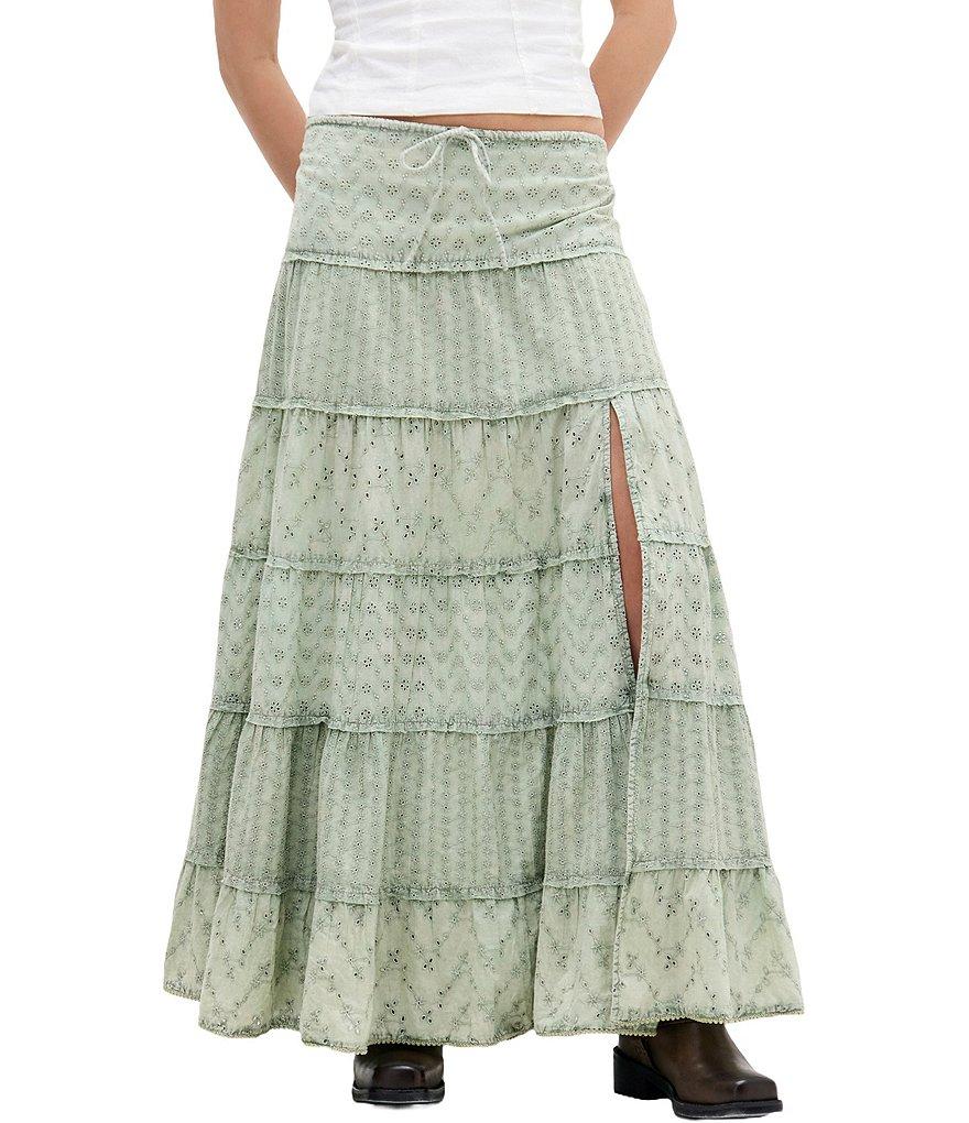 BDG Urban Outfitters Broderie Tiered Eyelet Maxi Skirt Product Image