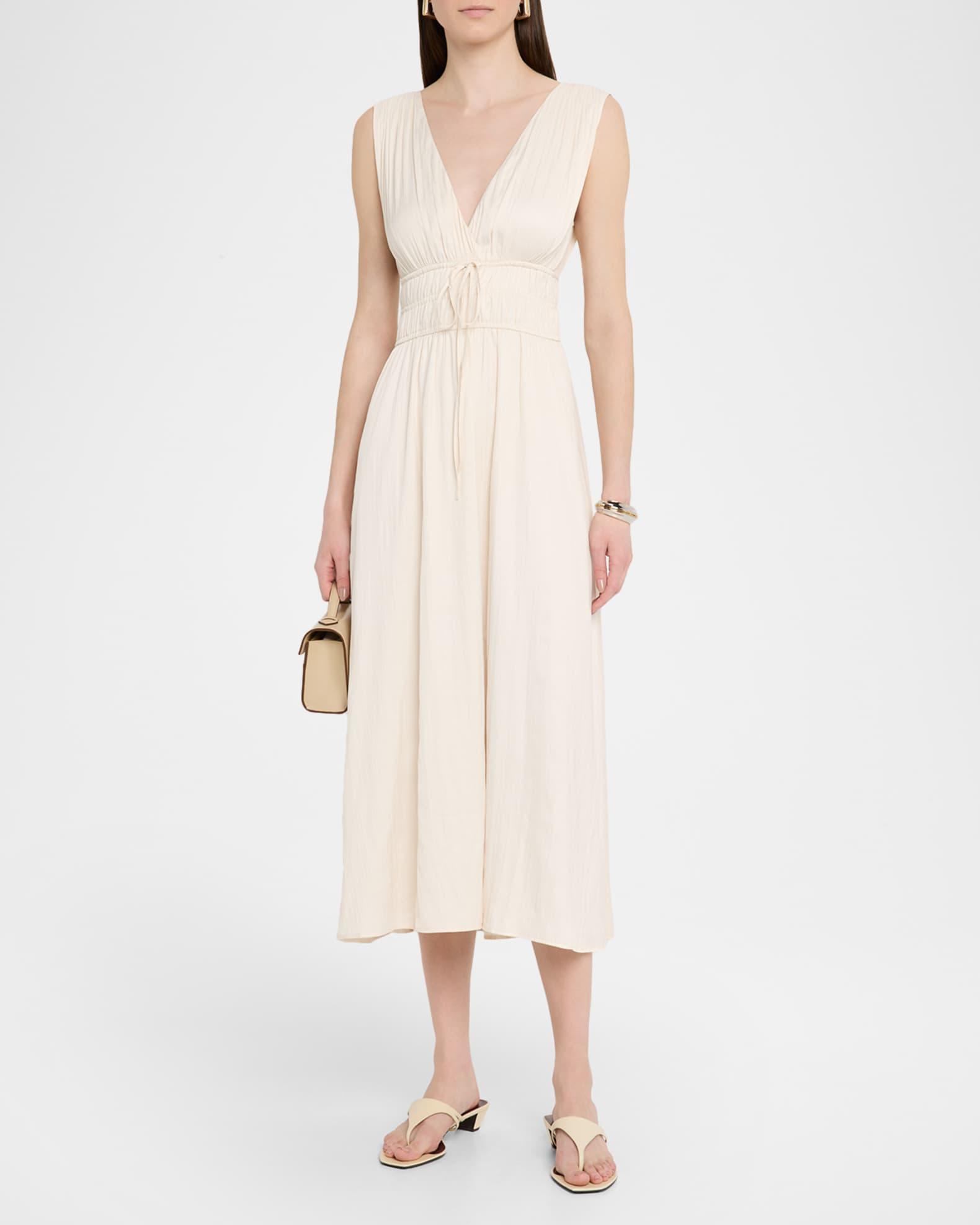 Lilith Shirred Drawstring Midi Dress Product Image