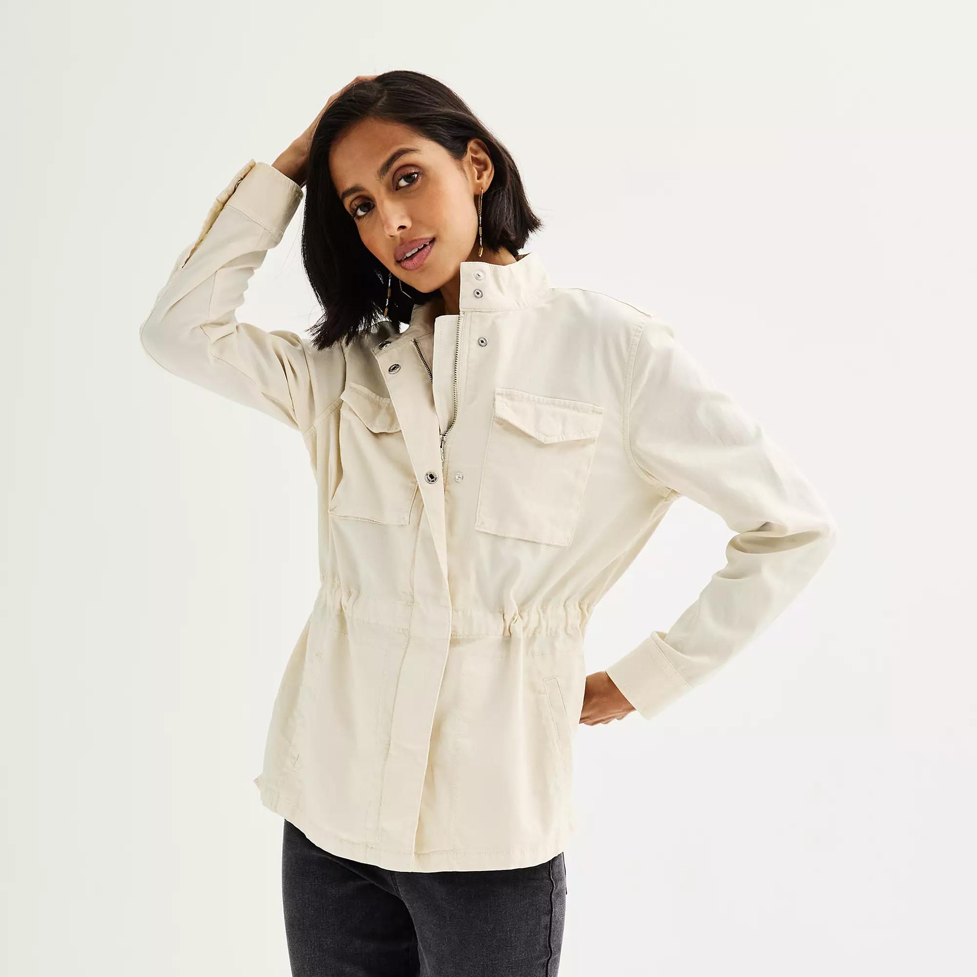 Petite Sonoma Goods For Life® Patch Pocket Utility Jacket, Women's, Size: Large Petite, White Product Image