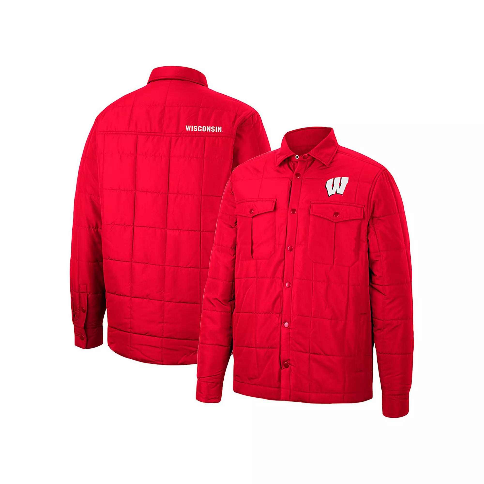 Men's Colosseum Red Wisconsin Badgers Detonate Quilted Full-Snap Jacket,  Product Image