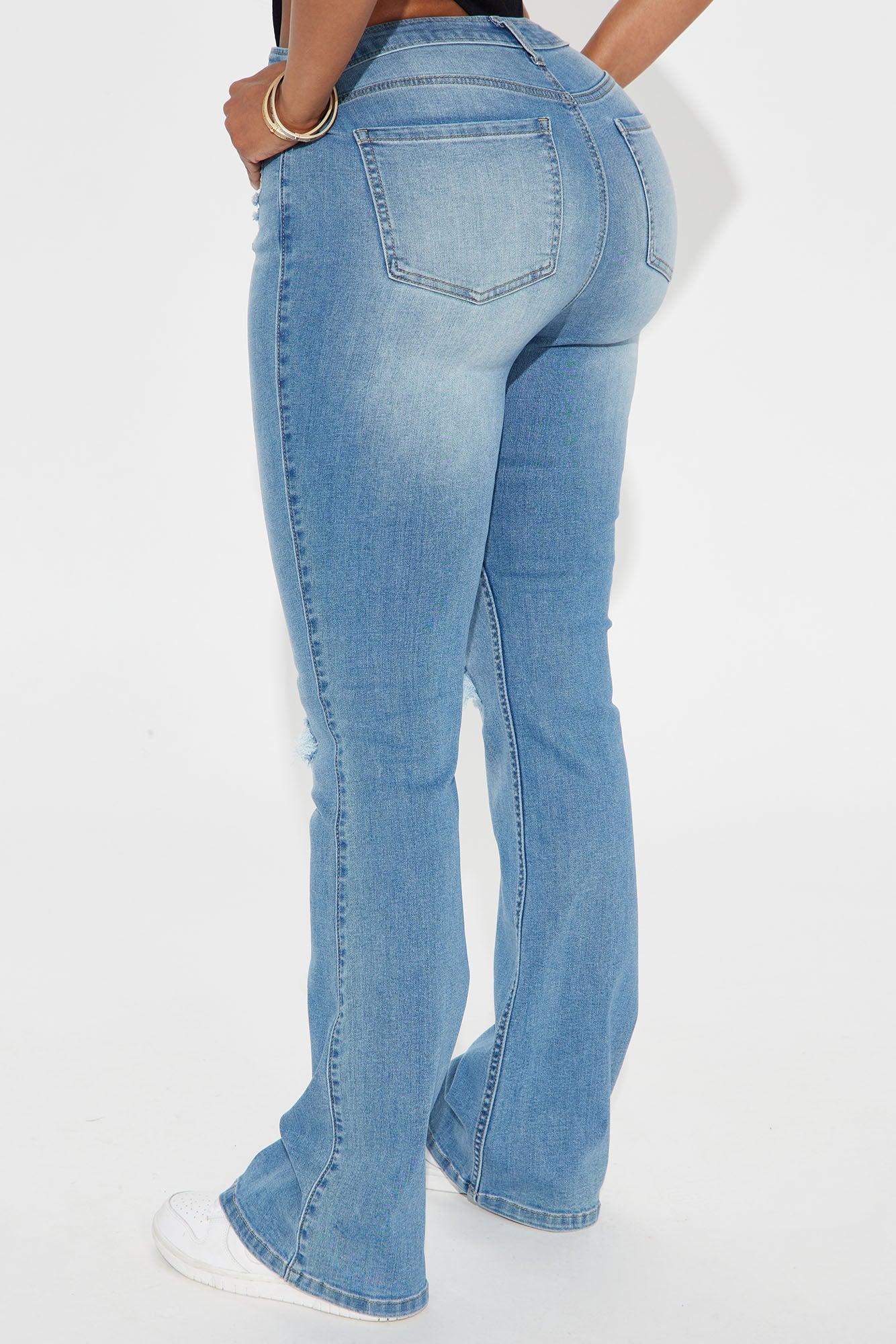 Nadiya Stretch Ripped Flare Jeans - Medium Wash Product Image