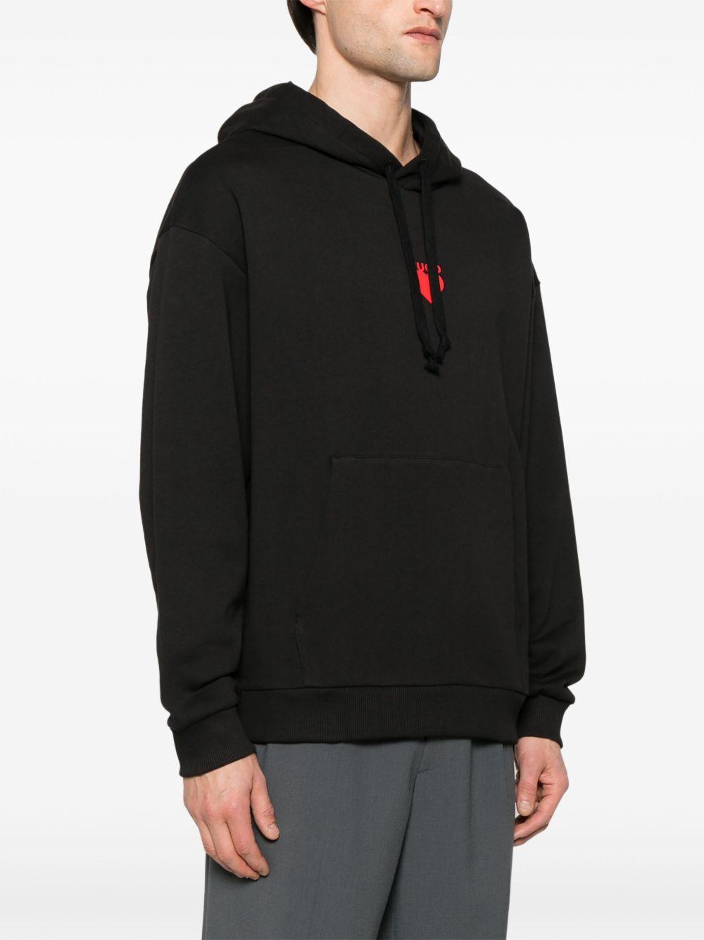 heart-print cotton hoodie Product Image