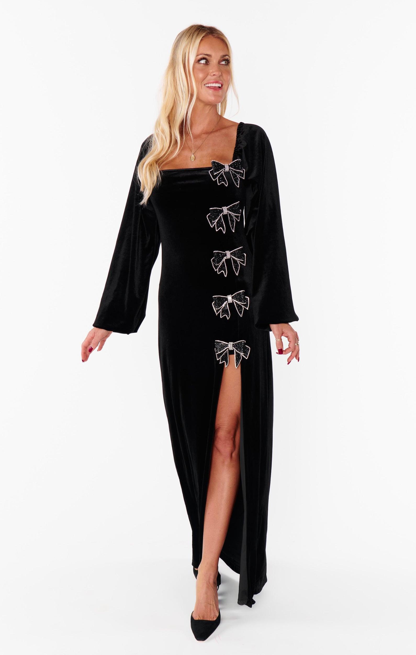 Eloise Dress ~ Velvet with Rhinestone Bows Product Image