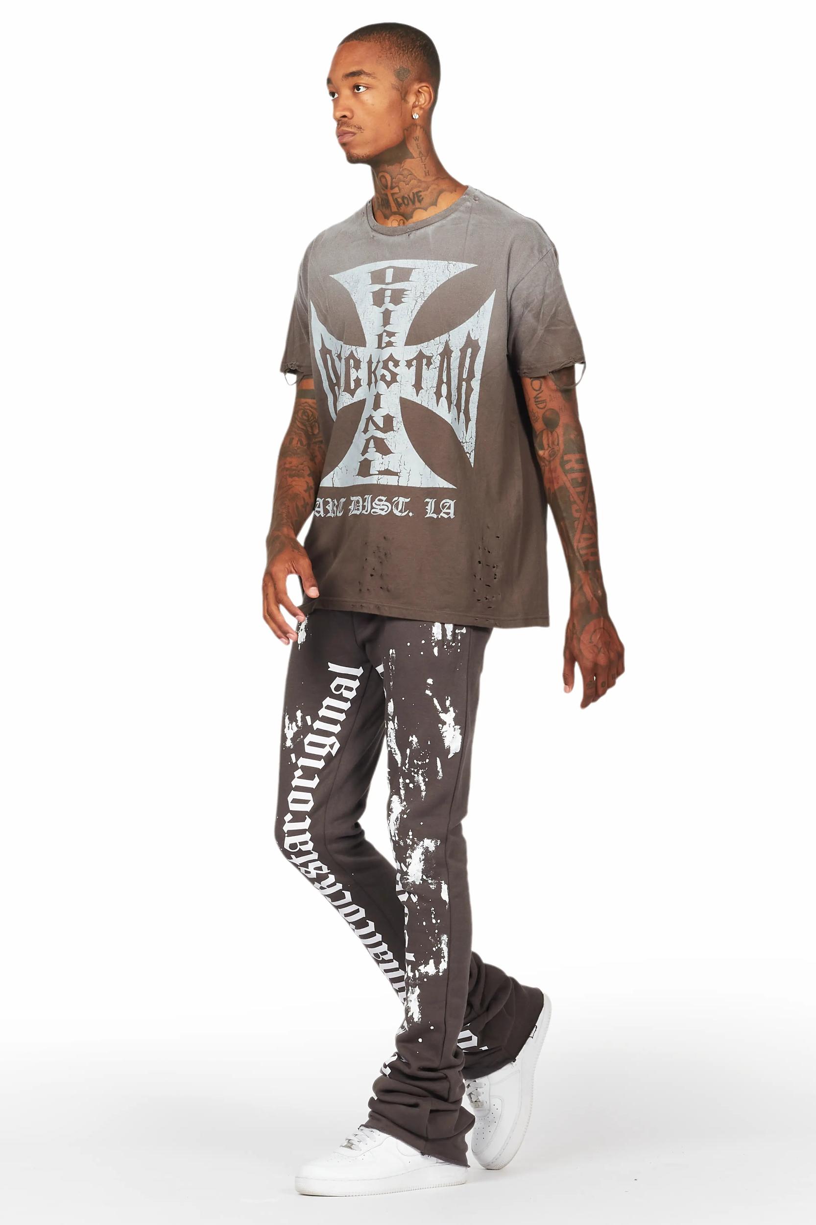 Adwin Painter Vintage Grey Super Stacked Flare Pants Male Product Image