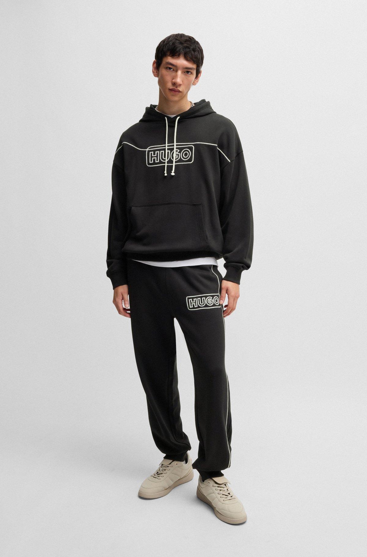 Cotton-terry hoodie with chain-stitch logo Product Image