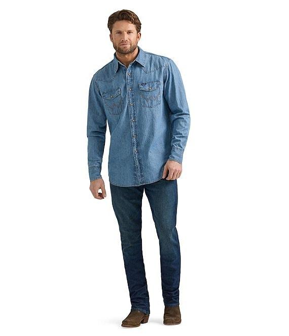 Wrangler® Long Sleeve Denim Western Shirt Product Image