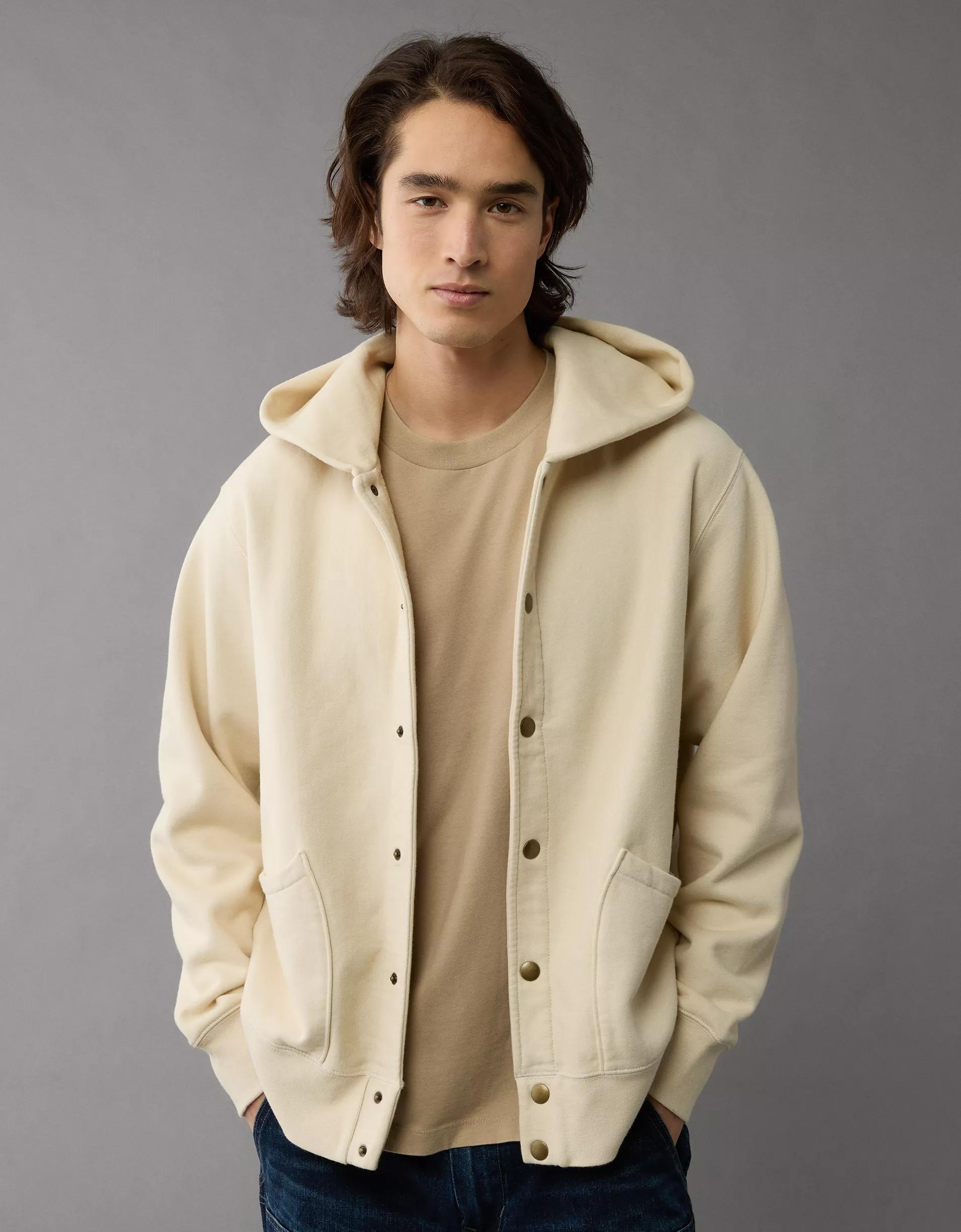 AE Laidback Luxe Heavyweight Button-Up Hoodie Product Image