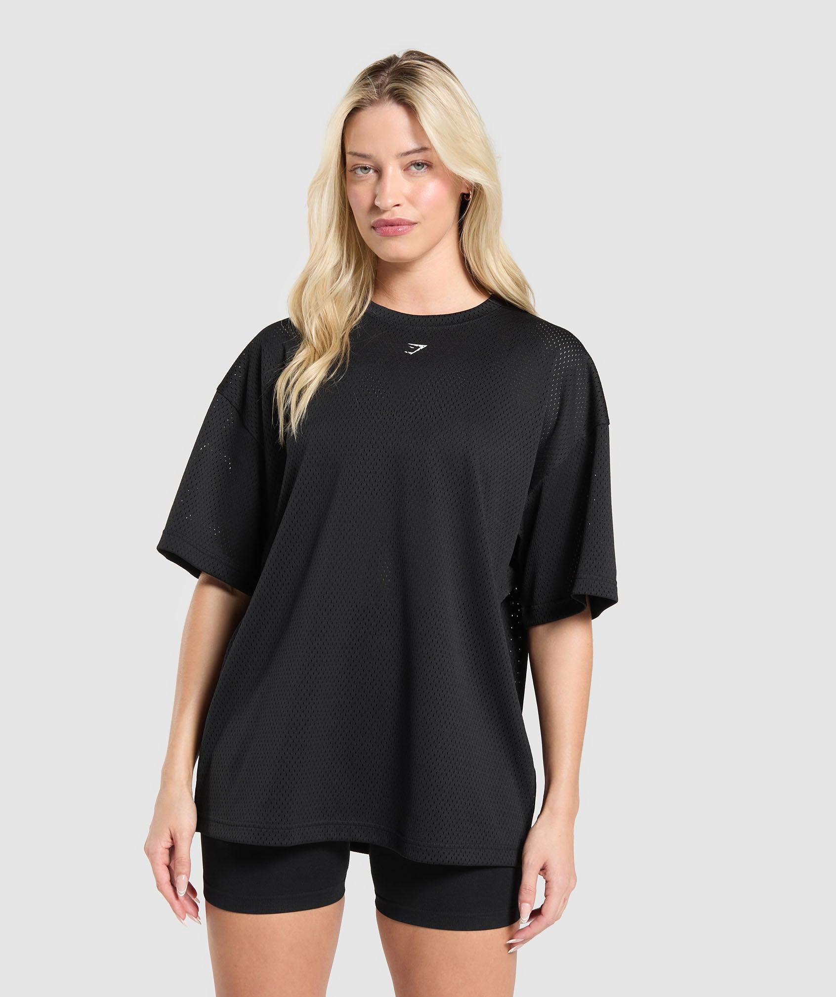 Gymshark Mesh Graphic Oversized T-Shirt - Black Female Product Image