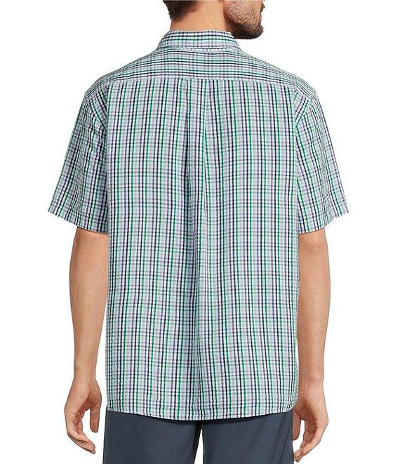 Roundtree & Yorke Short Sleeve Check Pattern Seersucker Sport Shirt Product Image