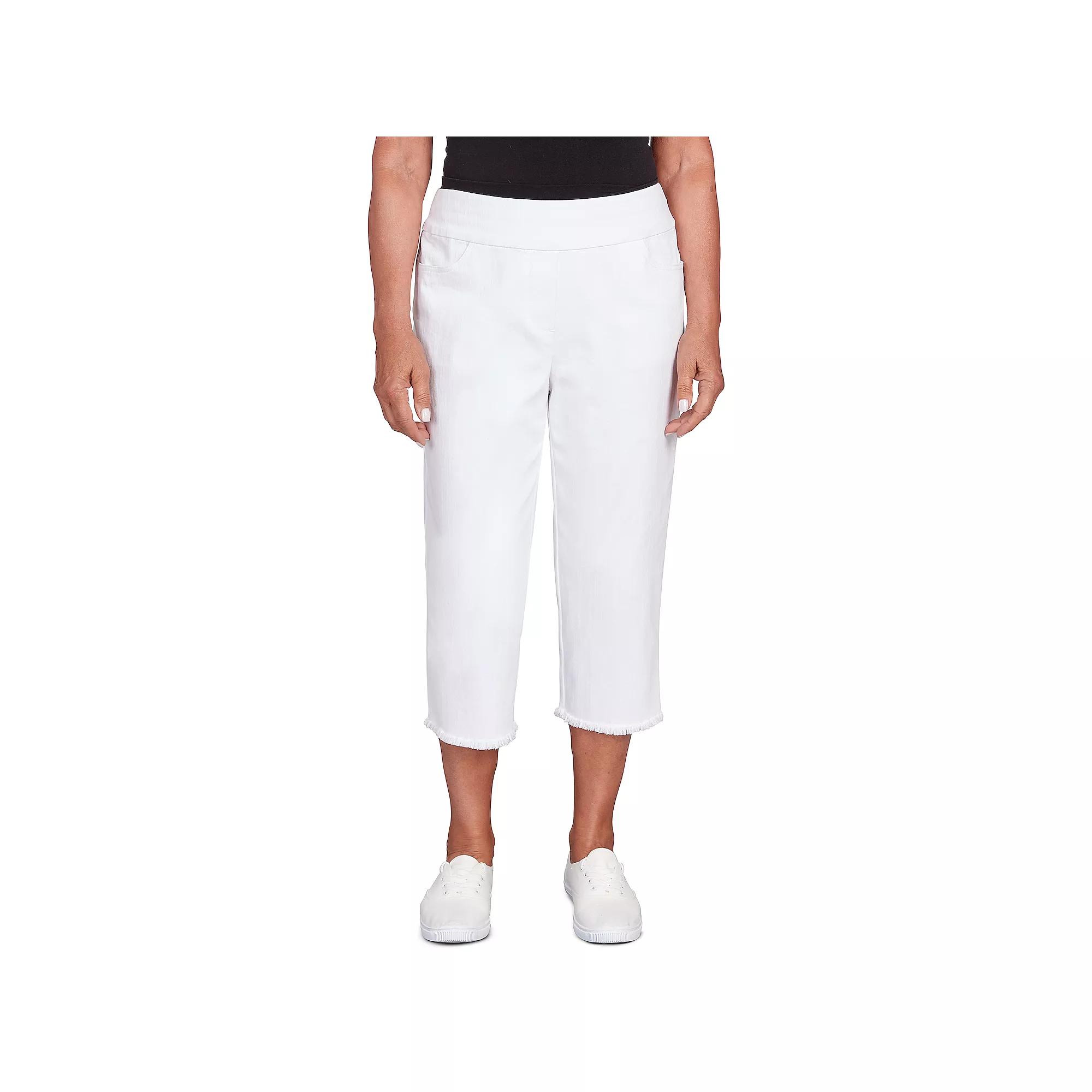 Women's Alfred Dunner Denim Fringe Capri Pants,  Product Image