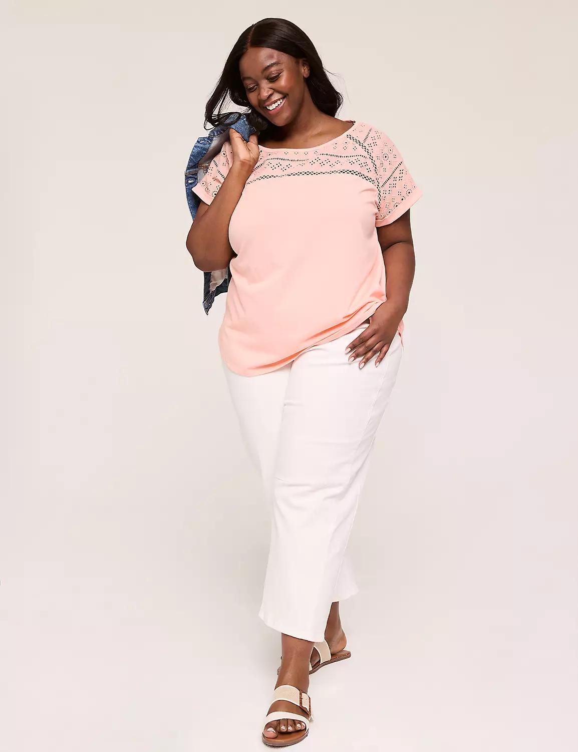 Eyelet-Detail Boatneck Tee Product Image