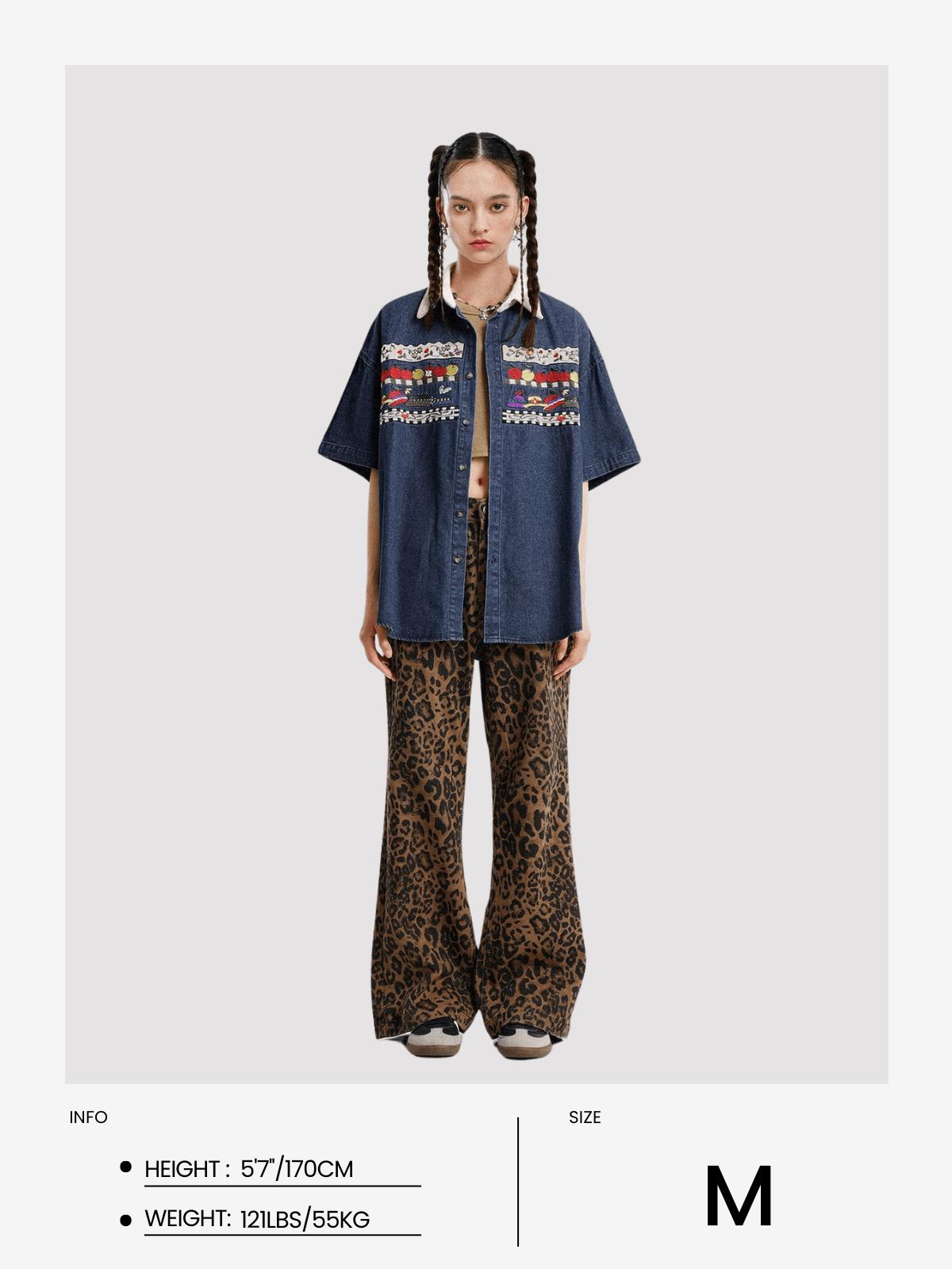 Aelfric Eden Cartoon Graphic Denim Shirt Product Image