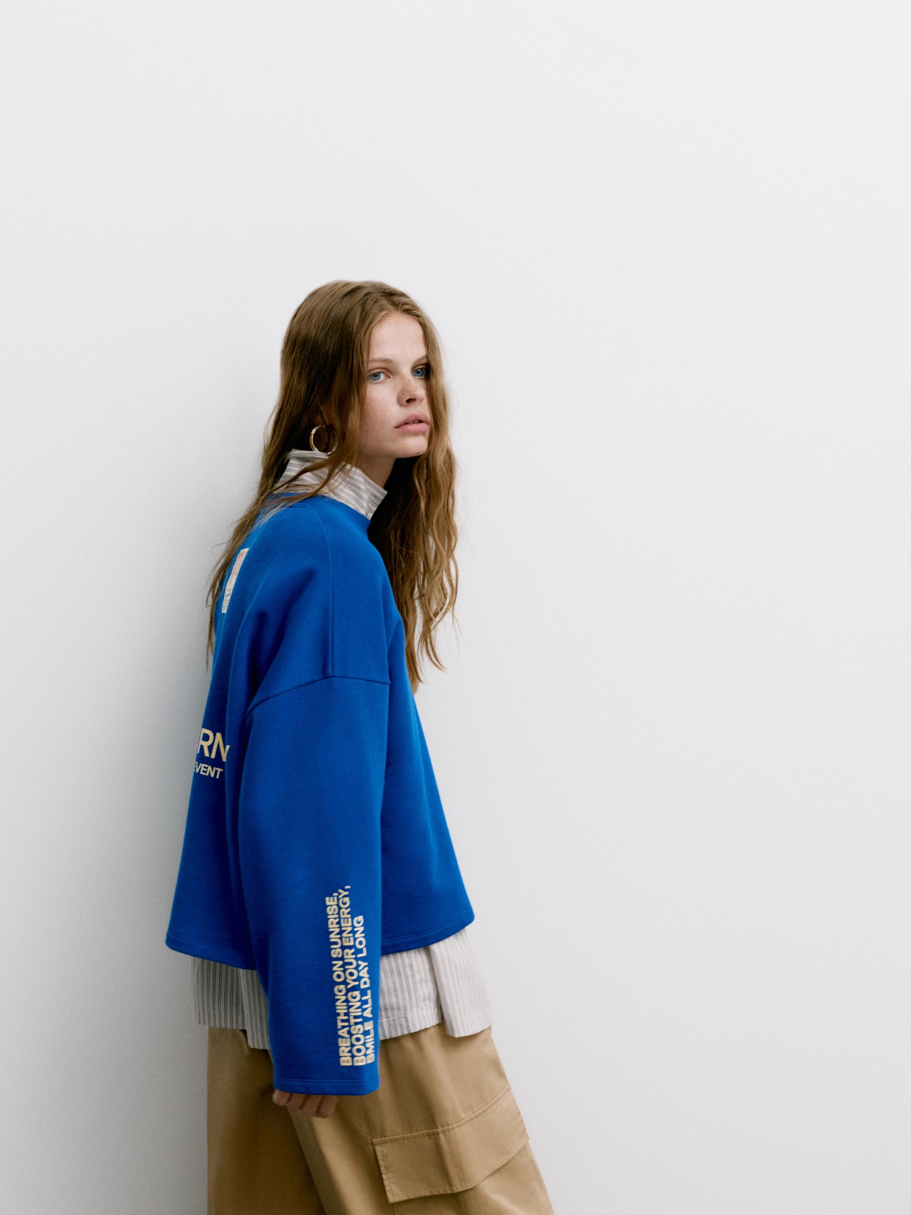 Embroidered blue sweatshirt Product Image
