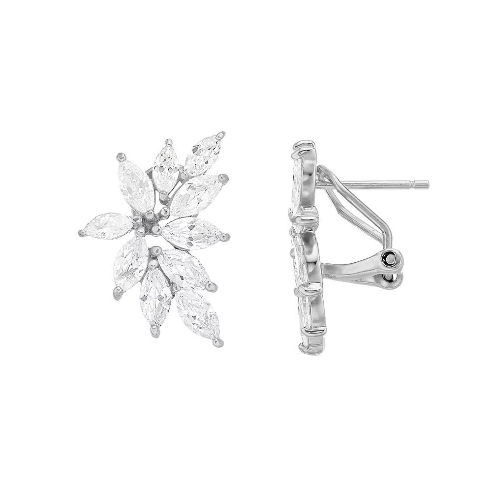 Rosabella Sterling Silver Cubic Zirconia Starburst Earrings, Women's Product Image