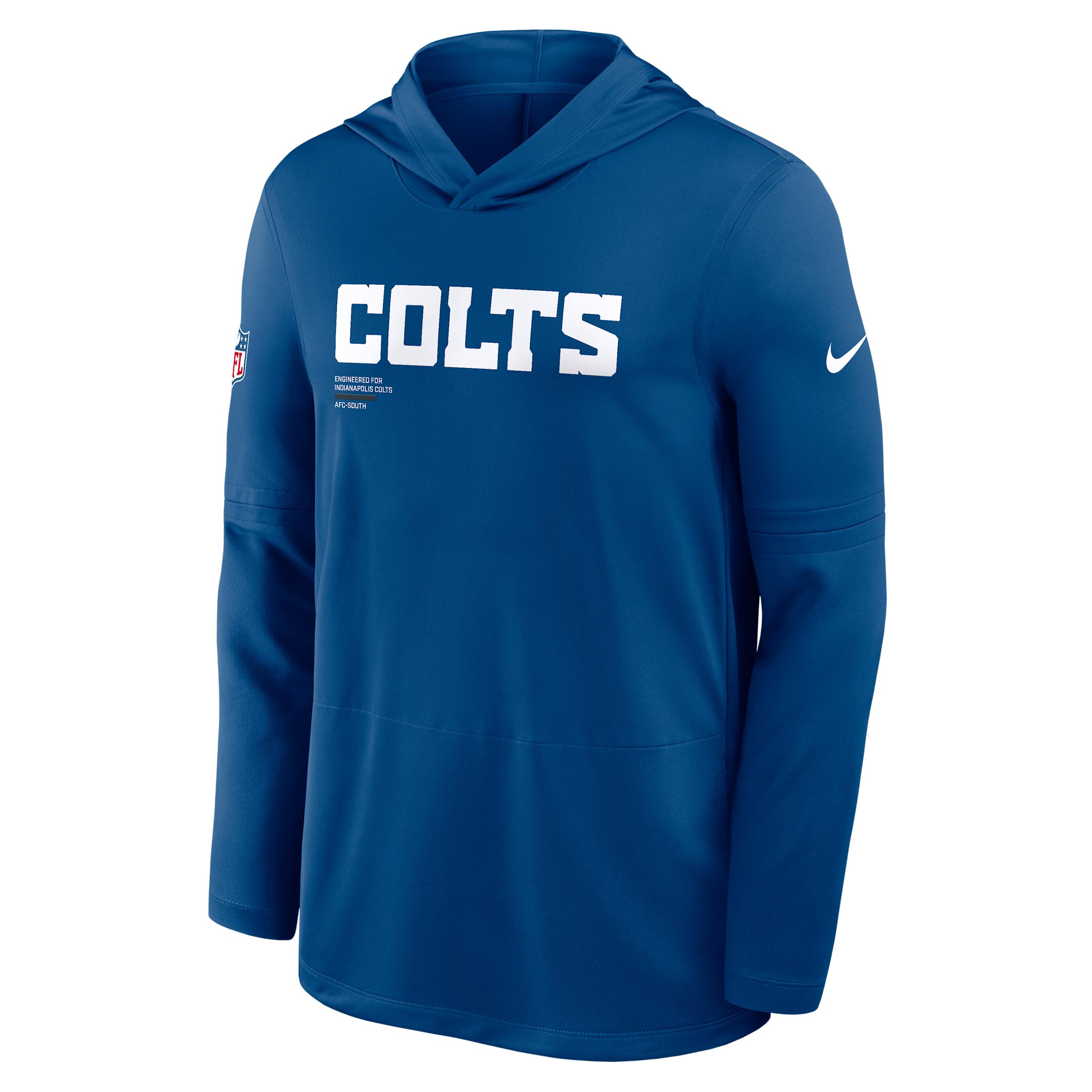 Indianapolis Colts Pass Accuracy Nike Mens Dri-FIT NFL Long-Sleeve Hooded Top | 03B94LBQ98-D60 Product Image