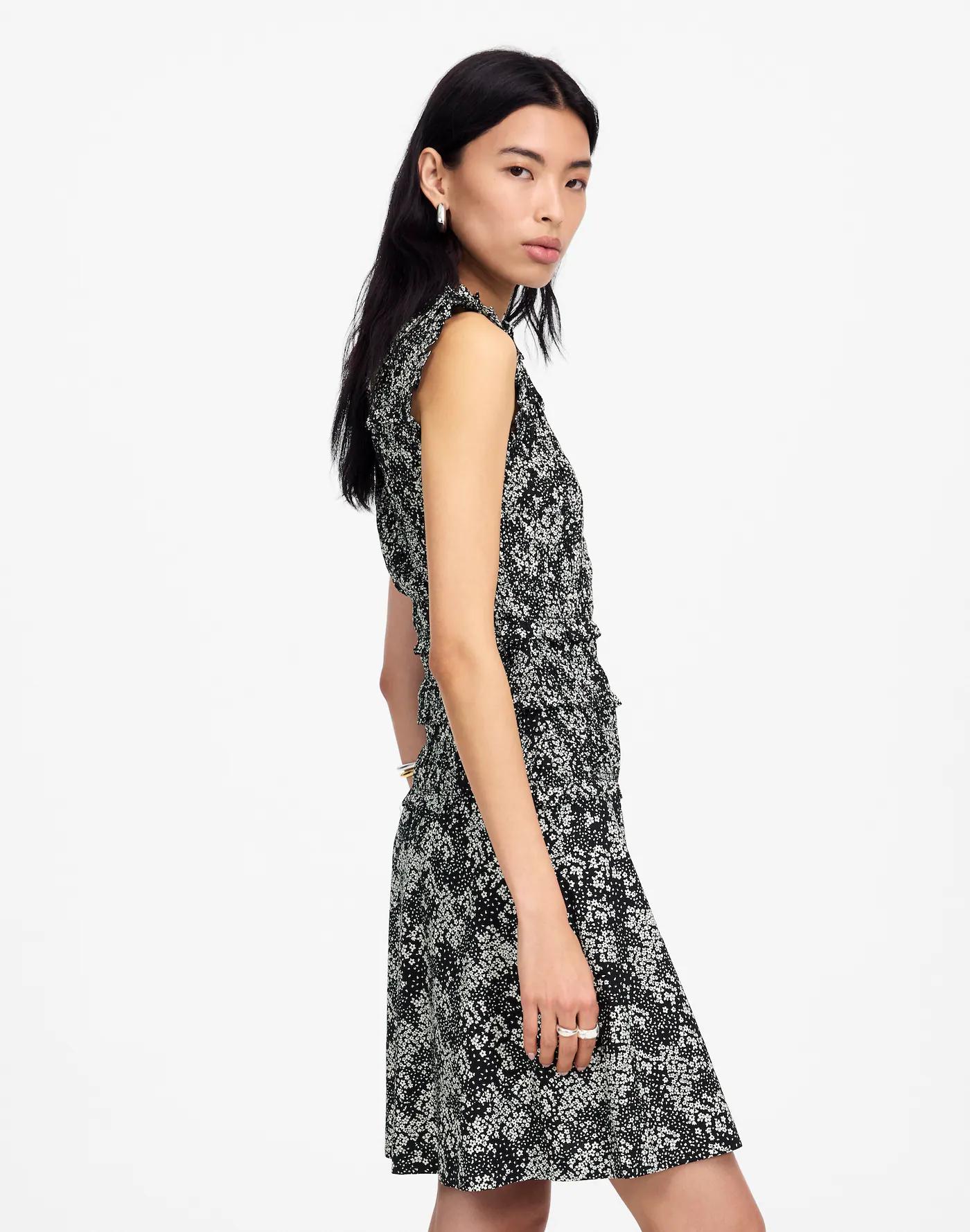 Smocked Crewneck Mini Dress in Floral Product Image