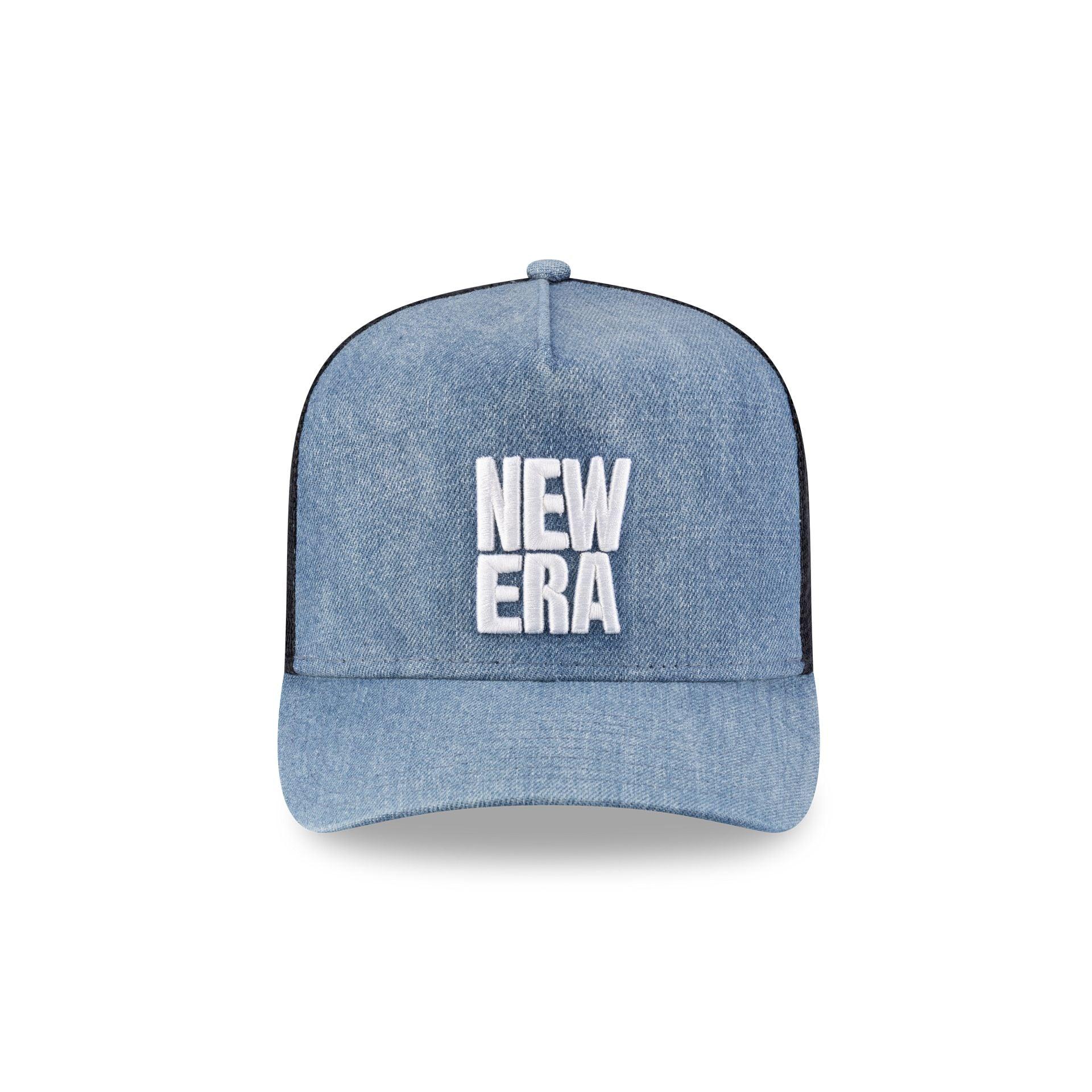 New Era Cap Square Logo Light Denim 9FORTY A-Frame Trucker Hat Male Product Image