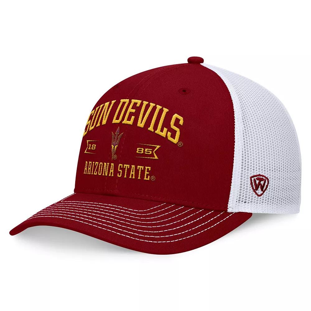 Men's Top of the World Maroon Arizona State Sun Devils Carson Trucker Adjustable Hat, Red Product Image
