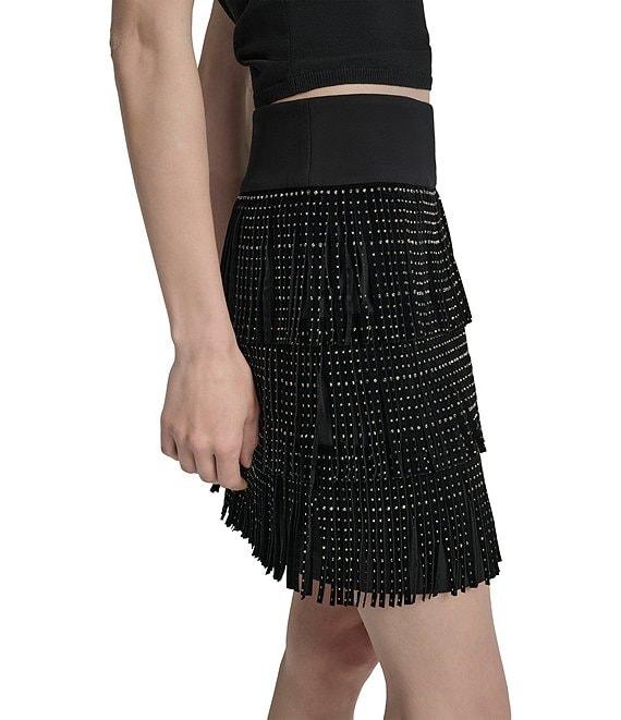 DKNY by Donna Karan Studded Fringe Mini Skirt Product Image