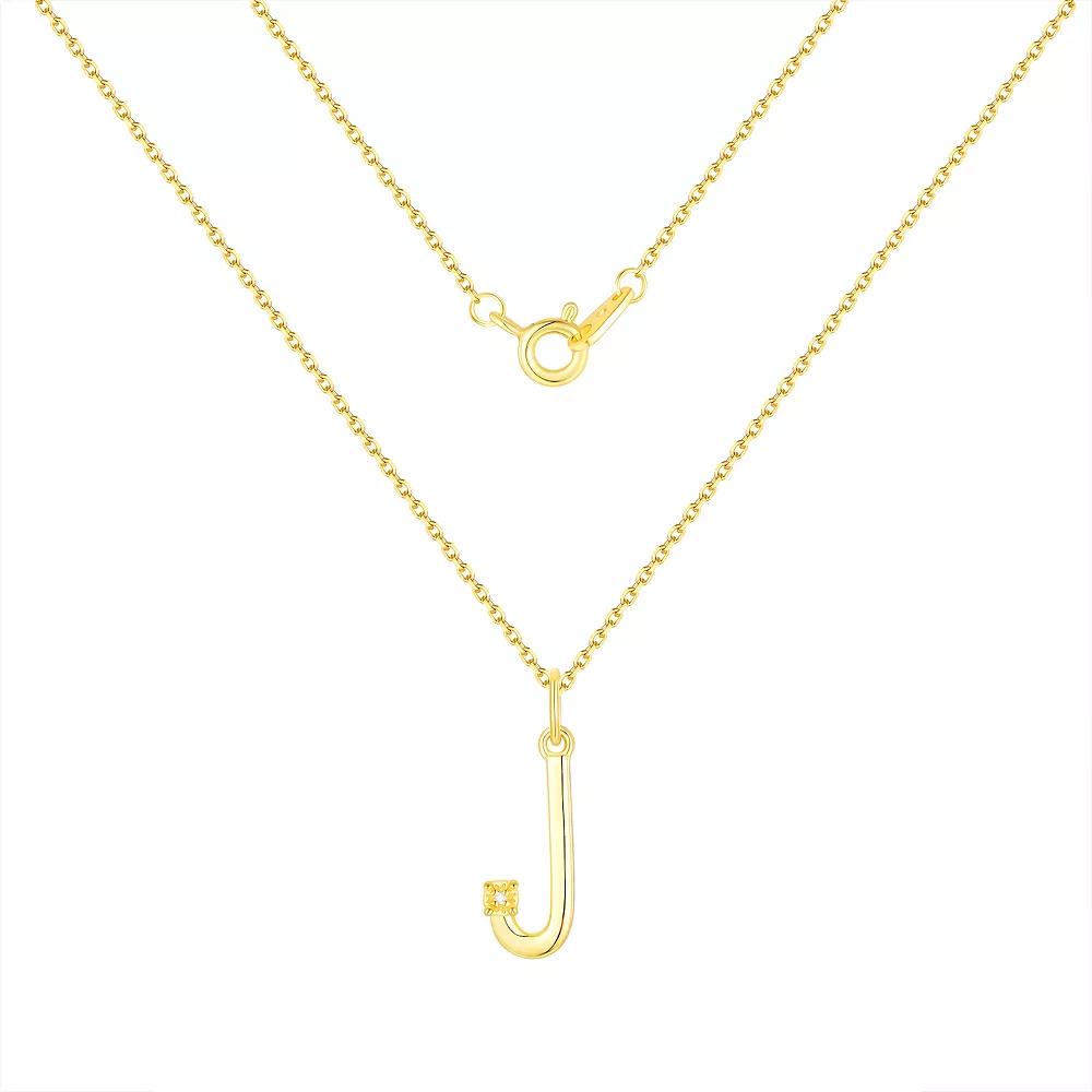 Forever Radiant Diamond Accent Initial Pendant Necklace, Women's, Size: 18", Gold Tone J Product Image