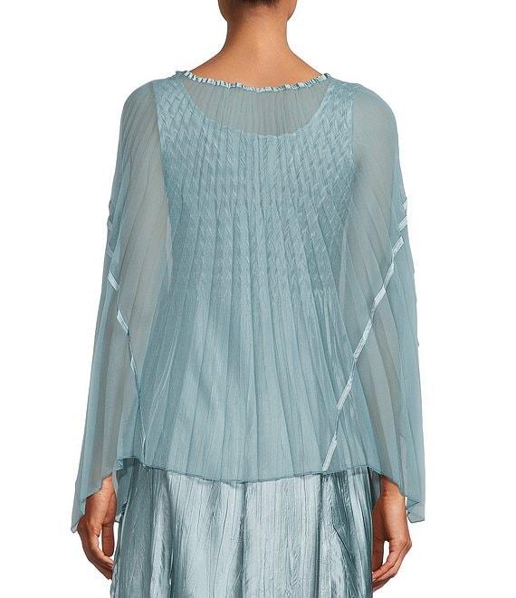 Komarov Popover Chiffon Round Neck Long Sleeve Handkerchief Hem Midi Dress Product Image