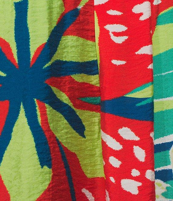 John Mark Printed Wire Collar 3/4 Cinch Tie Sleeve Button Front Tunic Product Image