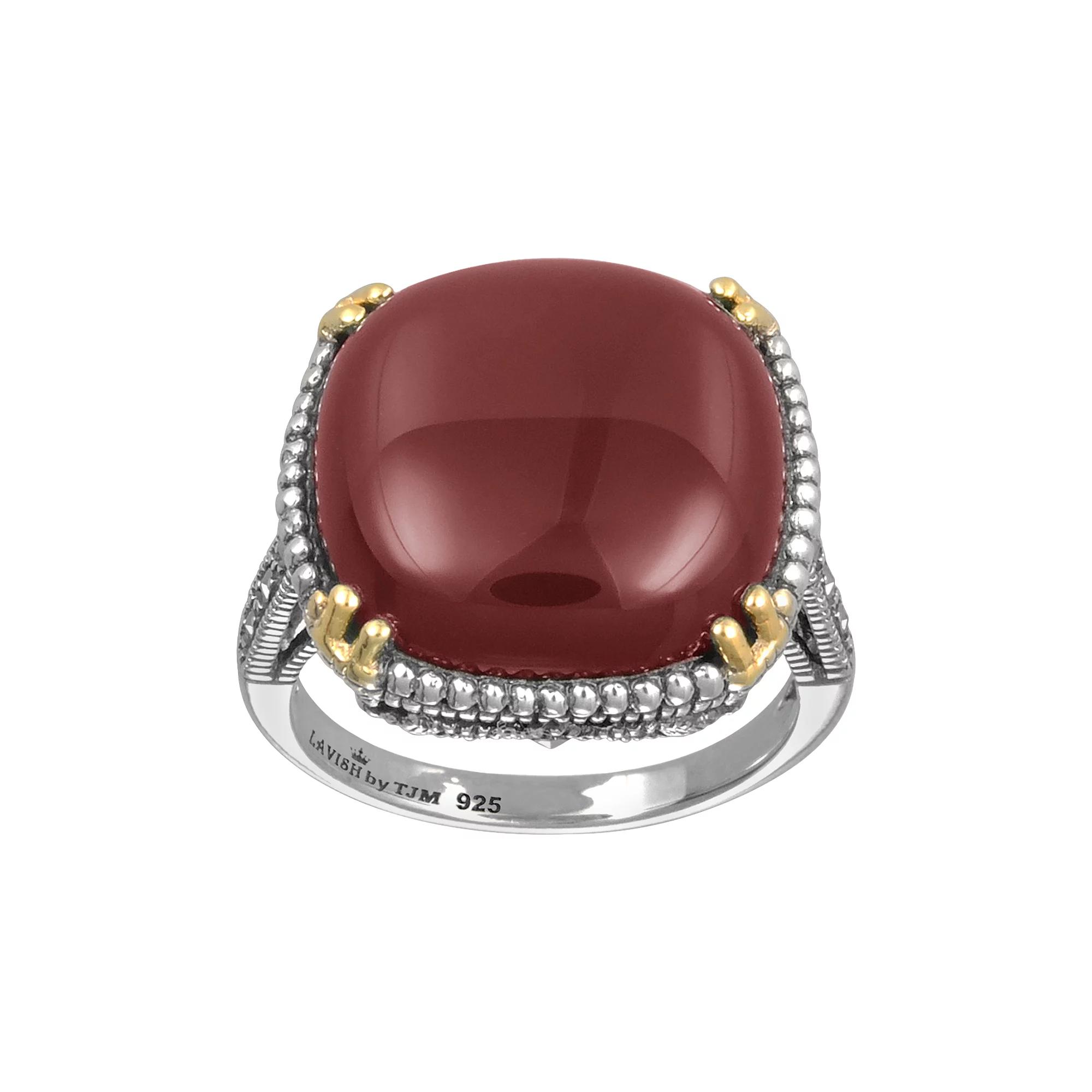 Lavish by TJM 14k Gold Over Silver & Sterling Silver Agate Ring, Women's, Size: 7, Red Agate Product Image