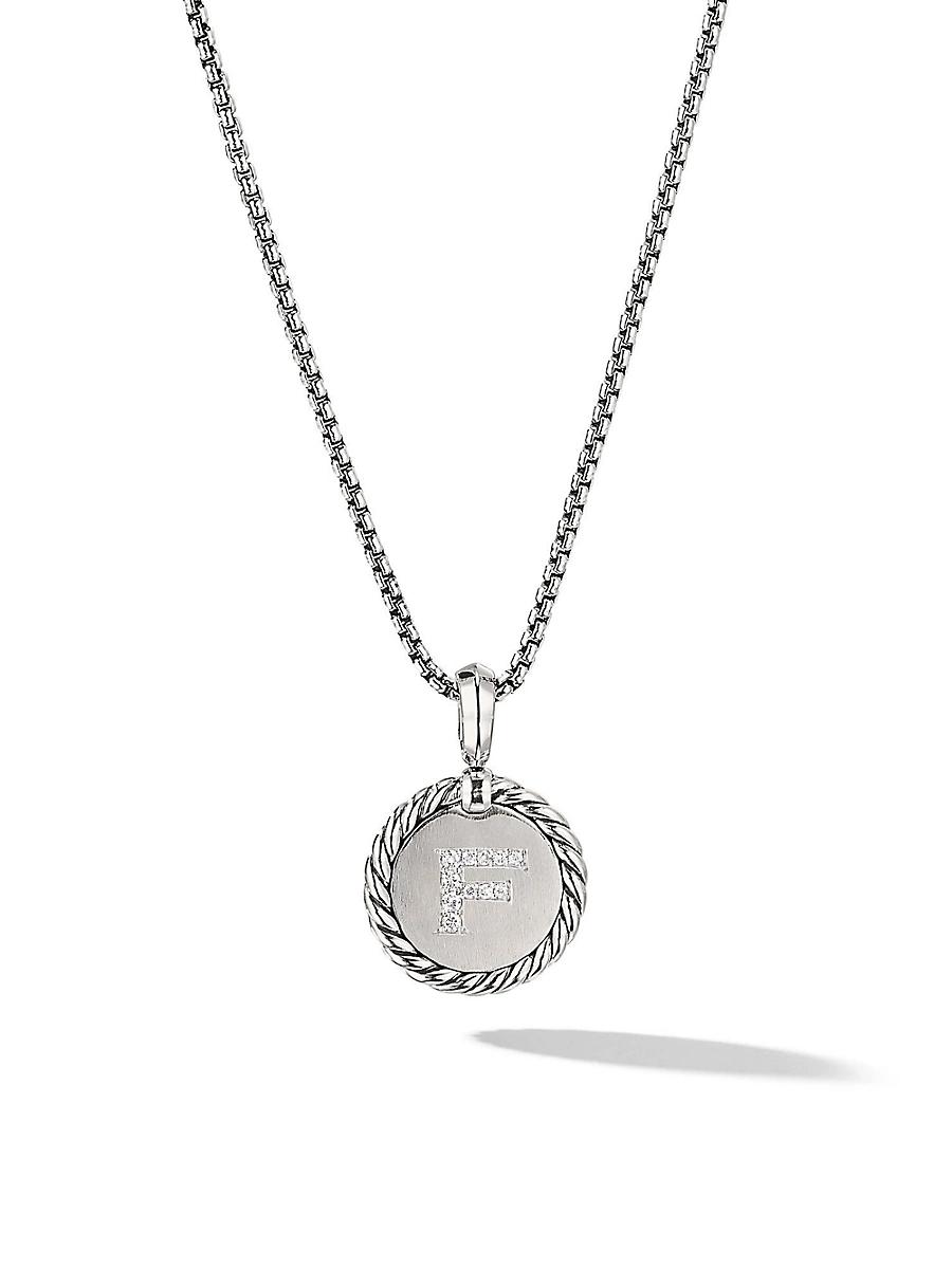 Womens Initial Charm Necklace in Sterling Silver Product Image
