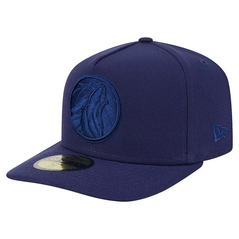 Men's New Era  Navy Minnesota Timberwolves Colorpack A-Frame Pinch Front 59FIFTY Fitted Hat, Size: 7 1/8, Blue Product Image