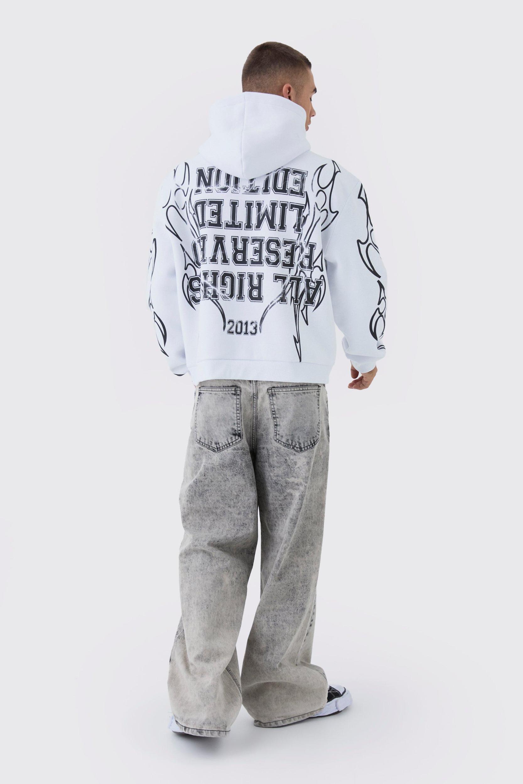 Oversized Over Seams Rottweiler Lightning Graphic Hoodie | boohooMAN USA Product Image