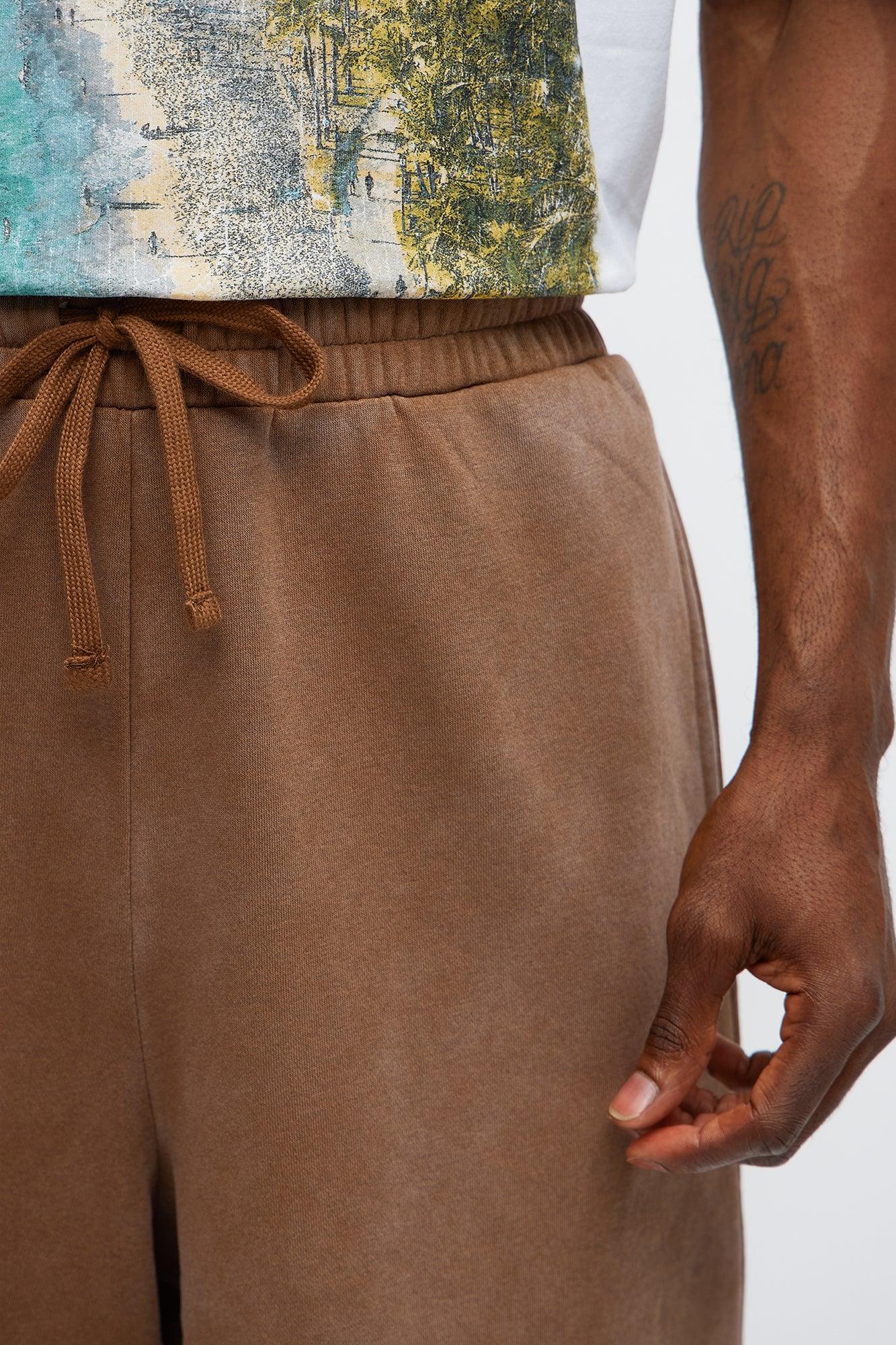Tyson Baggy Washed Shorts - Brown Male Product Image