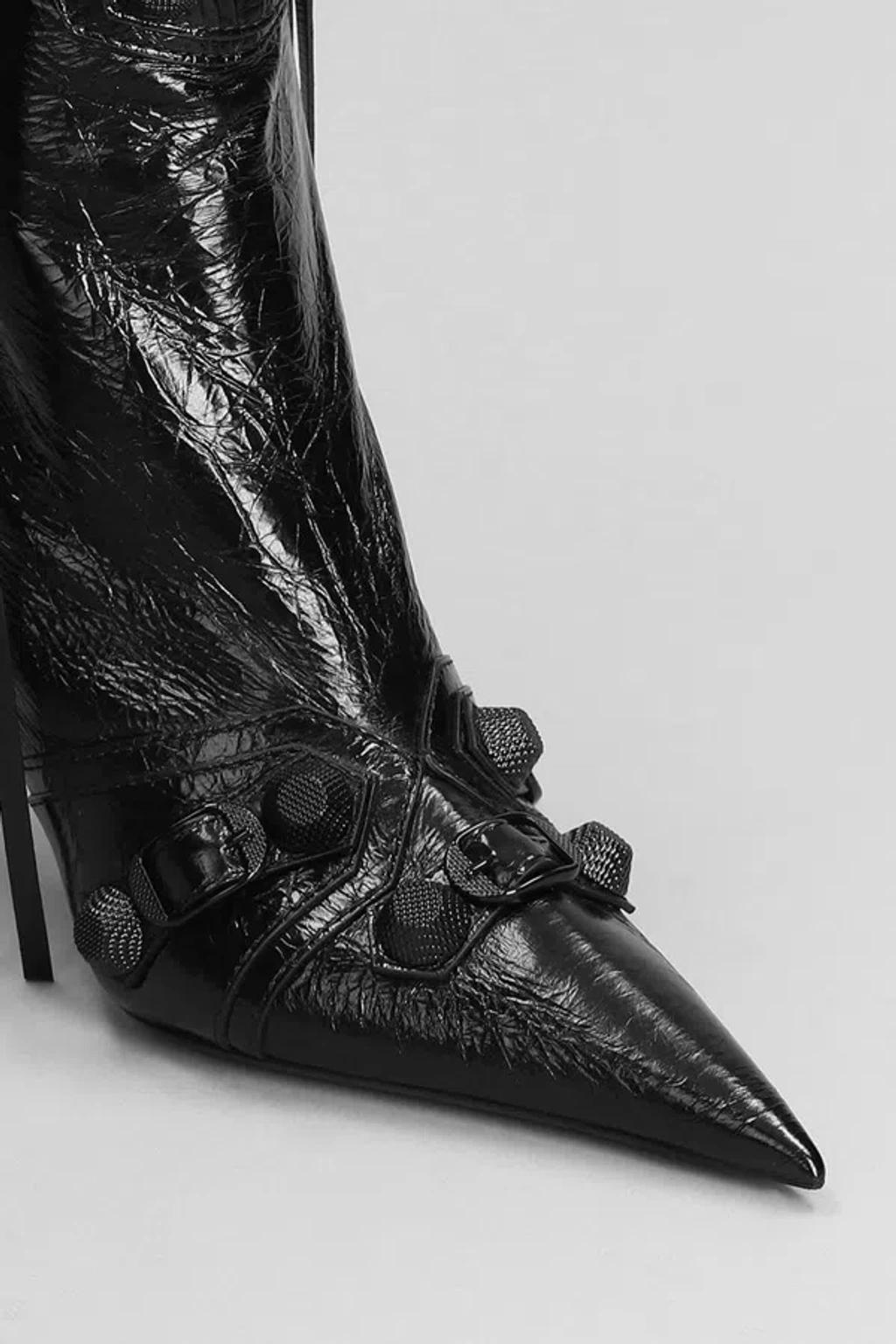 BALENCIAGA Womens Cagole Lambskin Buckle Zip Ankle Booties In Black Product Image