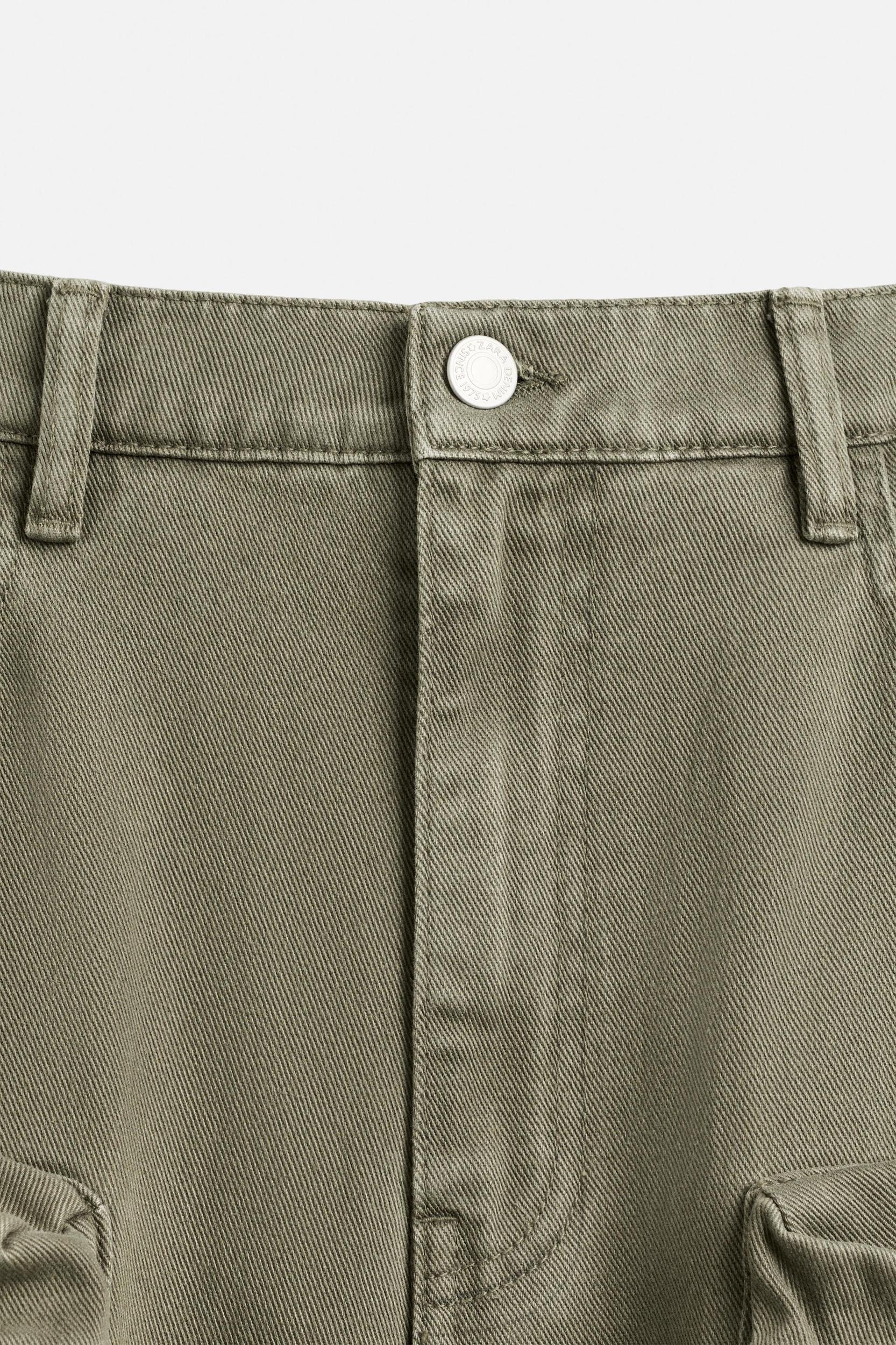 DENIM CARGO PANTS WITH POCKETS Product Image