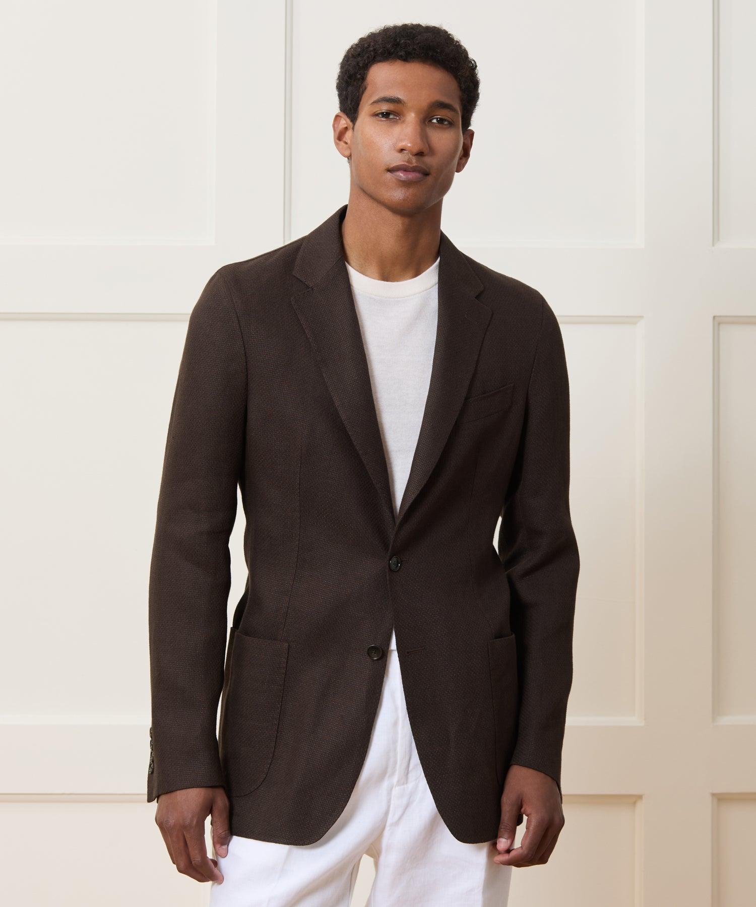 Italian Linen Basketweave Sport Coat in Dark Brown Product Image
